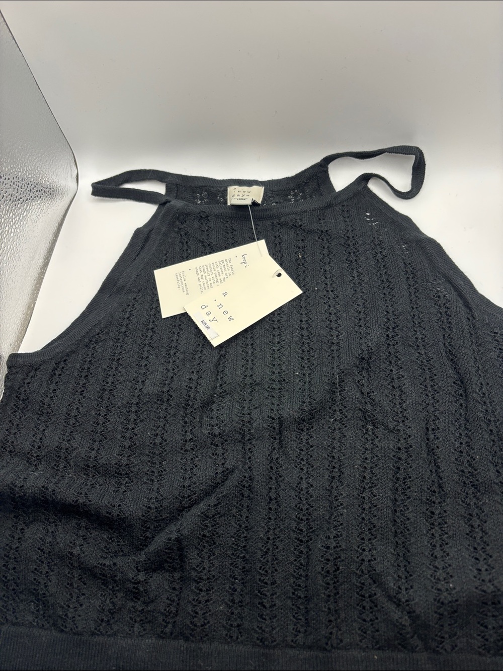 a new day Black Eyelet Knit Tank